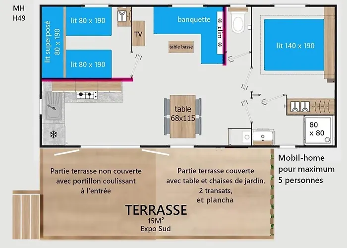 Кемпинг Mobil-Home Camping 4 Etoiles Plage A 800M Terrasse Vegetalisee Piscine *