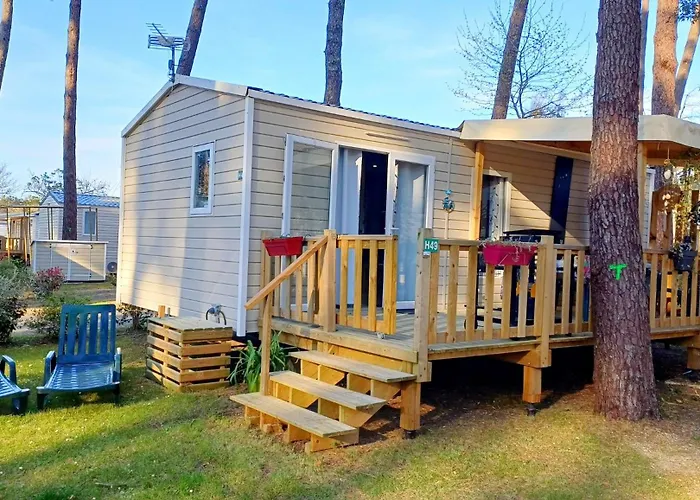 Кемпинг Mobil-Home Camping 4 Etoiles Plage A 800M Terrasse Vegetalisee Piscine Сеньос